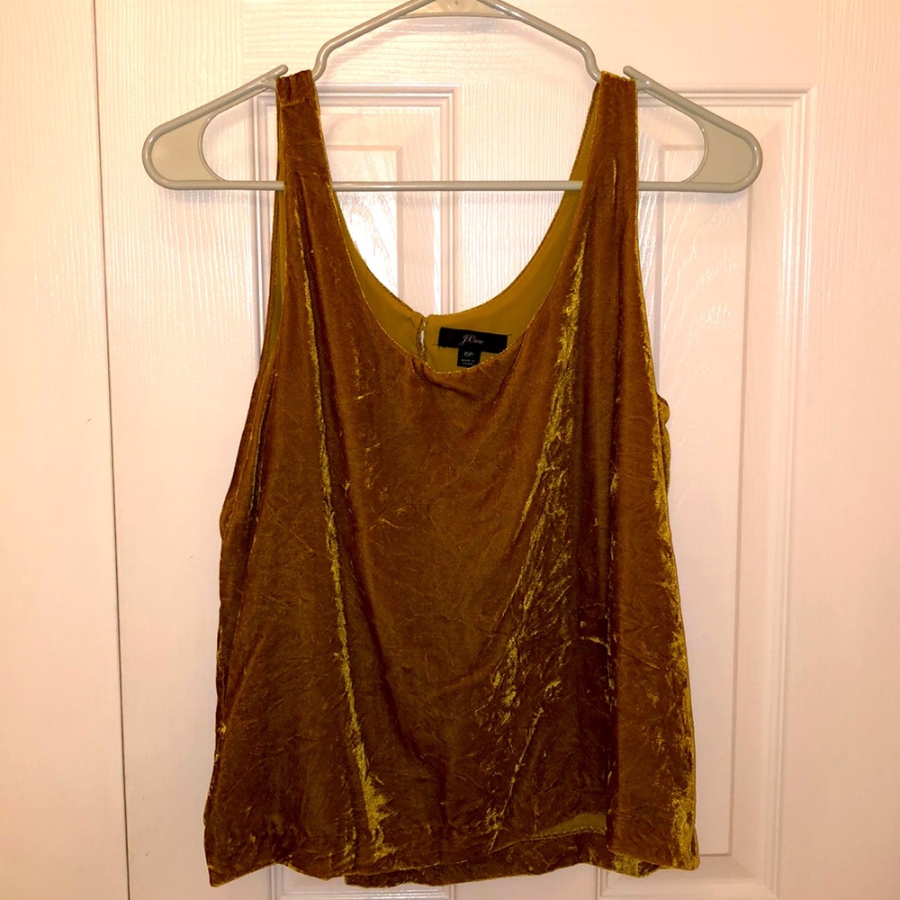 J-crew velvet/viscose tank crop top, olive